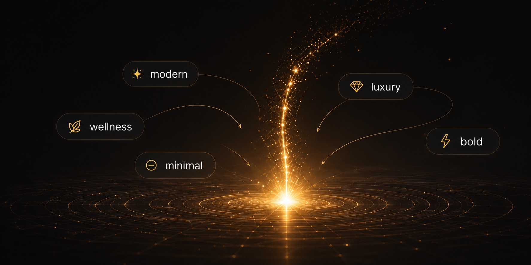 A spark with floating style tags