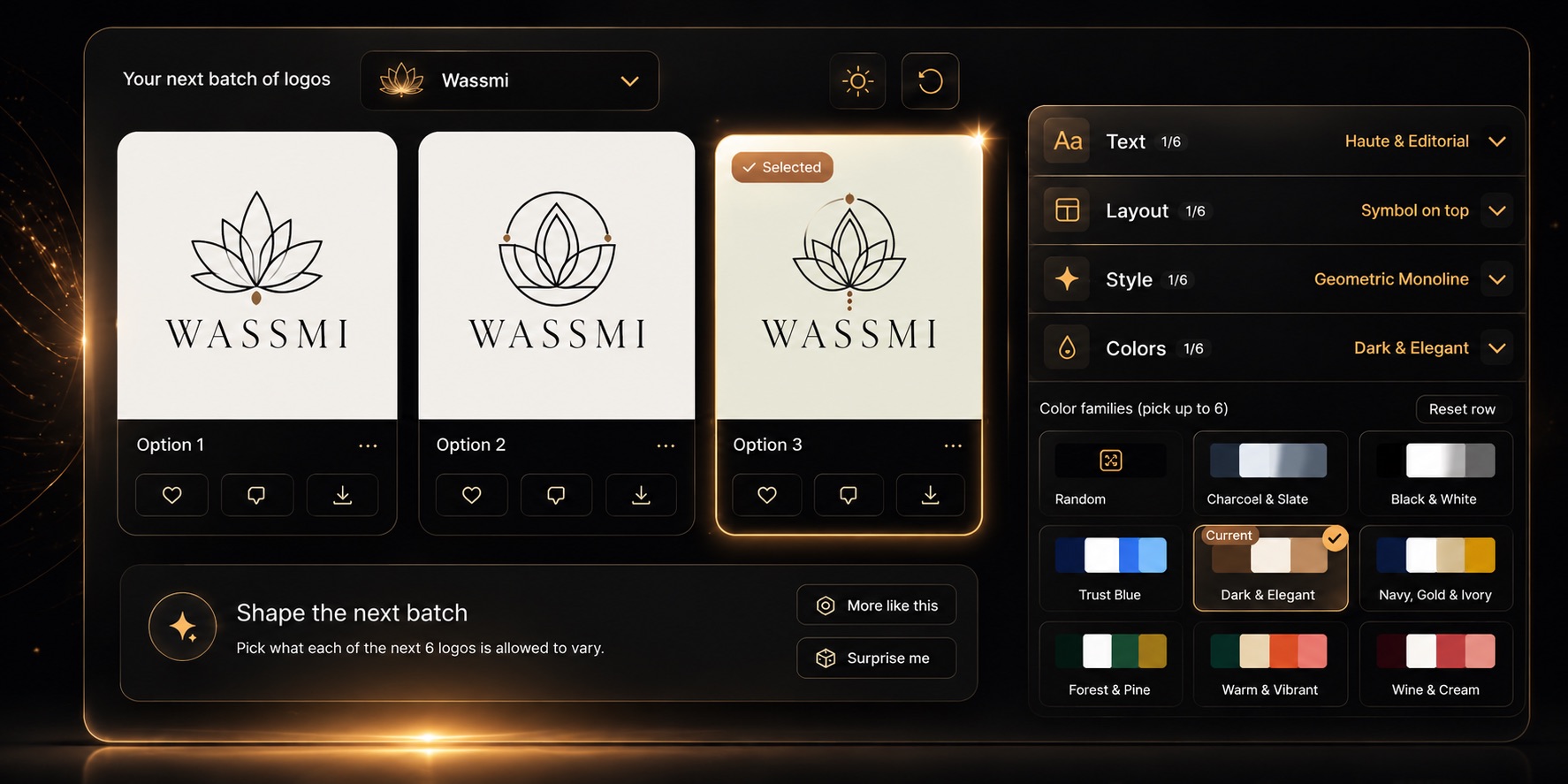 The Wassmi editor with logo options and controls